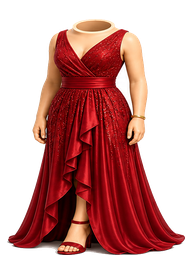 Flowing scarlet evening gown